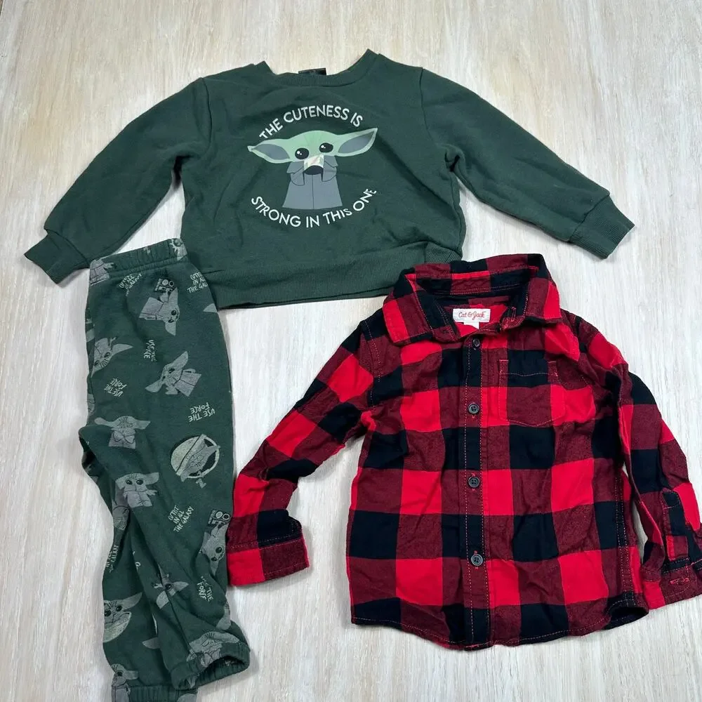 2T Toddler Boy Lot 14 Piece Disney Star Wars Cat & Jack Carter's Pajamas Shorts